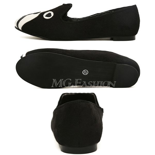 Women Lady Cat Face Ballet Flat Soft Suede Slipon Pumps Loafer Low