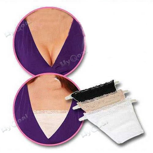 New 3 Pack Cami Secret Modesty Lace Panels Attaches Bra Cleavage Cover Ebay 