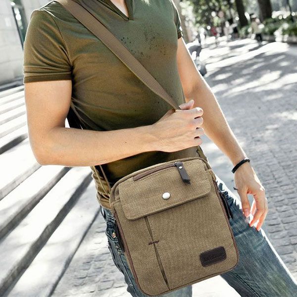 men's retro canvas travel shoulder bags