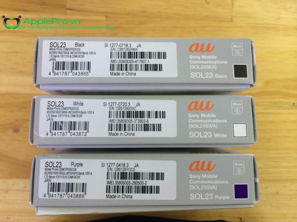 Xperia Z1 au docomo SOL23 mầu tím đen trắng 32gb giá tốt