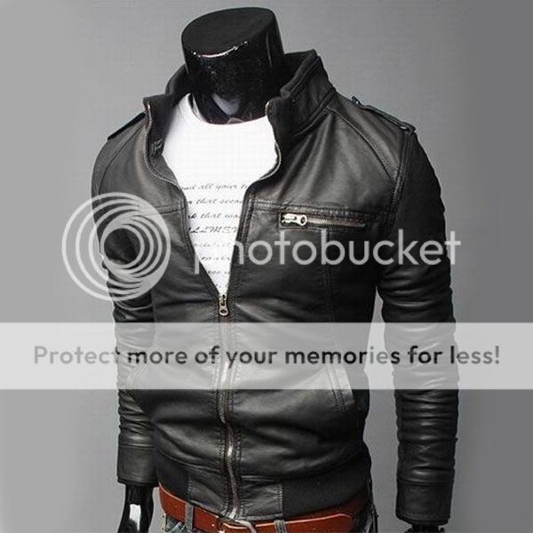 Mens Slim Faux Leather Jackets Biker Fashion Zip Motorcycle Collar Coat ...