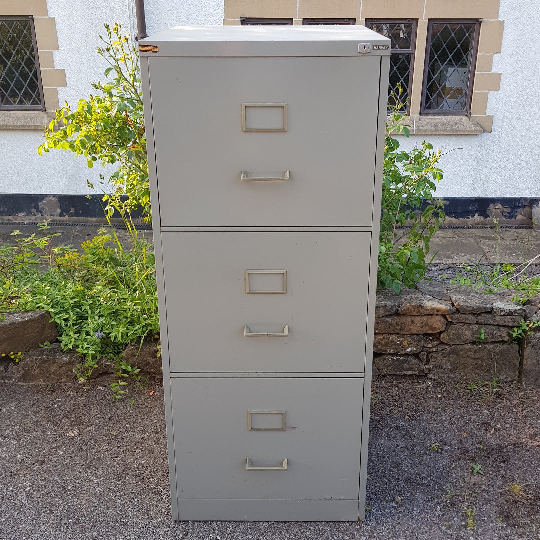 A Vintage Industrial Office Style 3 Drawer Harvey Metal Filing